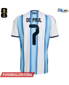 Günstige Argentinien Rodrigo De Paul #7 Heimtrikot WM 2026 Kurzarm